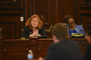 Senator Murphy in a committee hearing